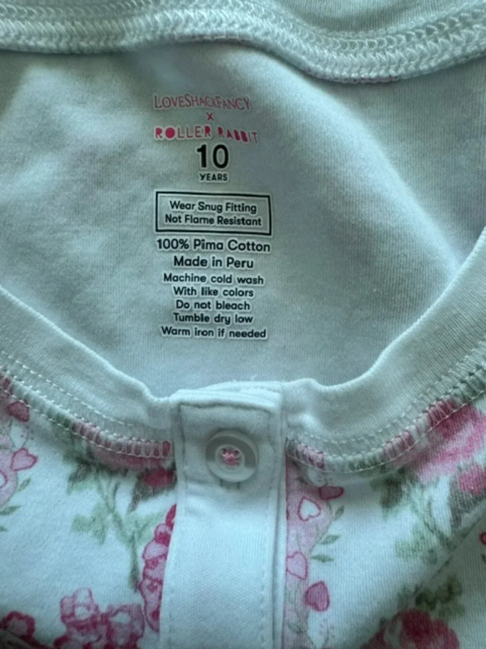 NWOT Roller Rabbit X LoveShackFancy Kids Pink Heirloom Monkey PJ sz.10